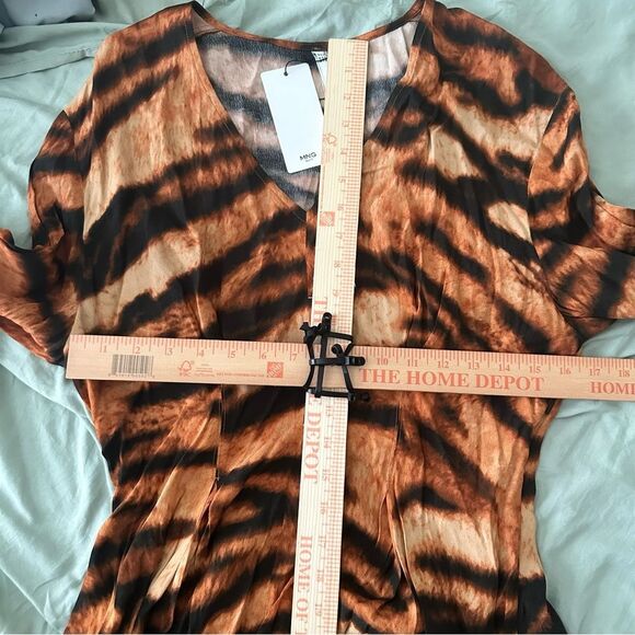 Mango Orange Black Tiger Print Bell Sleeve Sundress - Picture 6 of 6